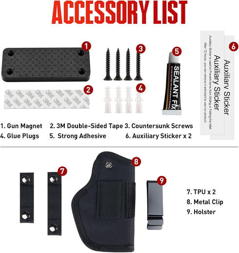 Magnetic Gun Mount Holsters for Car,Truck,Desk,Wall.Gun Holder,Concealed Gun Magnet for Vehicle,Fits Glock,M&P Shield