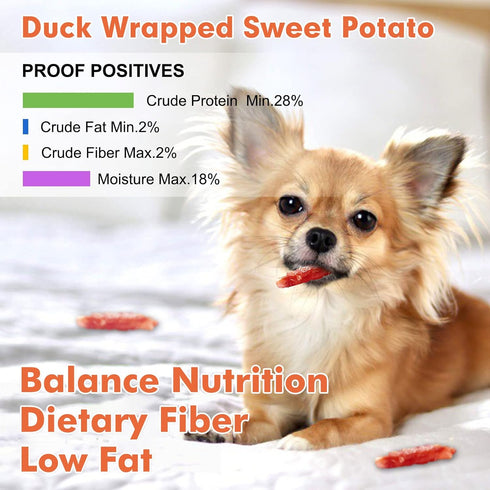 MON2SUN 25 oz Dog Treats, Duck Wrapped Sweet Potato, High Protein, Low Fat, No Rawhide, Soft and Chewy Training Snacks