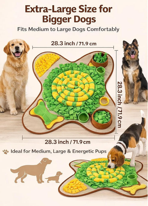 28.3''x28.3'' HOPET Snuffle Mat for Dogs Large Breed, Interactive Puzzle Dog Food Mat, Easy to Clean, Durable, Mental