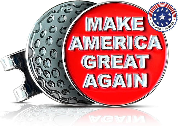 wolph American Golf Ball Marker - Magnetic Hat Clip, Funny Golf Gifts for Men Women - Premium Iconic Red