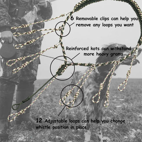 PSKOOK Duck Call Lanyard, Paracord Hunting Goose Calls with 12/16/20 Adjustable Loops for Outdoor Gear