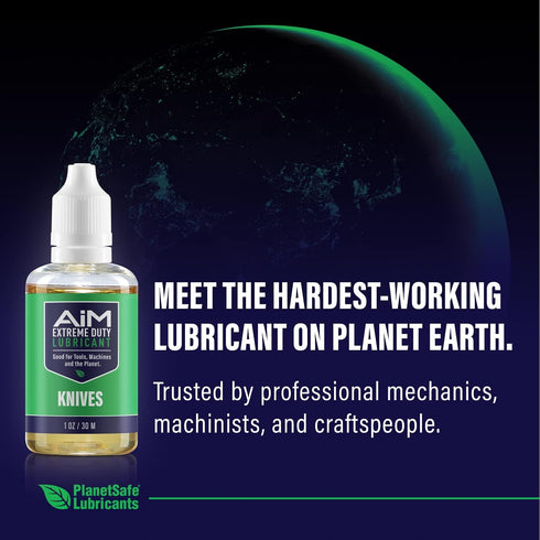 1oz PlanetSafe Lubricants AiM Knife Oil - - Pivot Lube & Pocket Knife Cleaning - Non-Food Grade Mineral Mixture - Nano