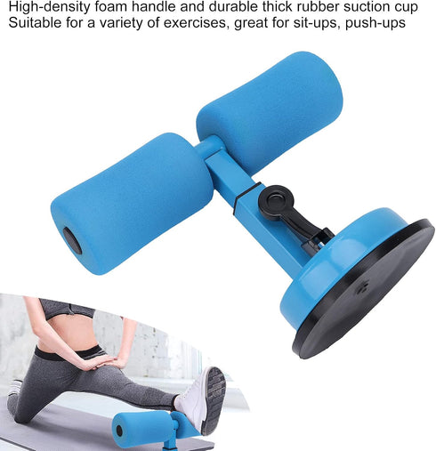 Sit-up Aid Bar for Floor, Portable Adjustable Sit Up Equipment with Foot Holder for Abdominal Muscle Exercise (blue)