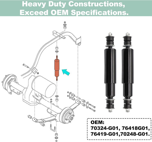 Golf Cart Front and Rear Shock Absorbers for EZGO TXT, OEM# 76418-G01, 70248-G01, 70324-G01, 76419-G01