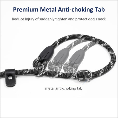 WePet 6 ft Dog Training Slip Leash: No Pull, Durable Reflective Lead, Comfortable Handle, 3/8 inch Diameter, Black/White