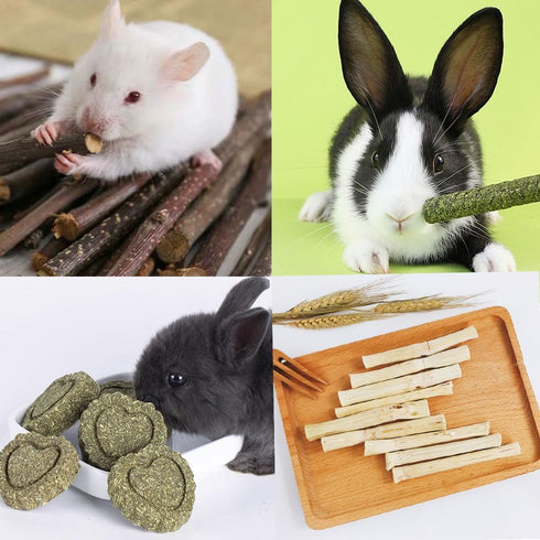 Chinchilla Rabbit Chew Toys Cleans The Mouth, Guinea Pig Chew Toy Protect Teeth, Apple Sticks Timothy Grass Sticks