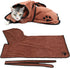 Dam Skerisi Water Absorbent Bathrobe for Dogs and Cats, Wearable Hooded Drying Bath Towel with Belt, Brown, Durably