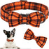 ARING PET Cute Fall Dog Collar with Bow, Adjustable Halloween Orange Grid Bowtie Collar for Small Medium Large Dogs