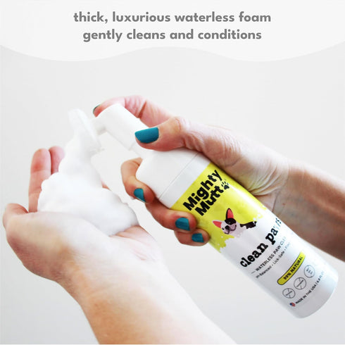 MIGHTY MUTT Waterless Paw Cleaner for Dogs, Made in USA, No-rinse Foaming Cleanser with Brush, Gentle & Hypoallergenic,