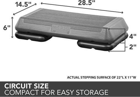 The Step Circuit Size Aerobic Platform with Risers for Adjustable Home Workout, Stair Stepper for Exercise