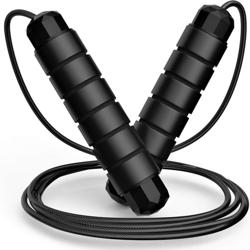 Jump Rope, Adjustable Steel Cable with Foam Handles, Tangle-Free Rapid Speed Jumping Rope for Fitness, Home Exercise