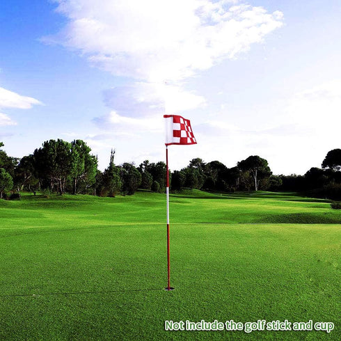 Green Golf Flags, Solid Nylon and Checkered Training Putting Green Flags, 8.7"x6"
