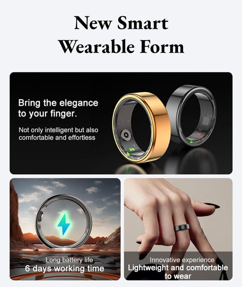 Smart Ring, Universal Wearable Health Monitor with App, Sports Ring with Heart Rate, Sleep Monitor, IP68 Waterproof