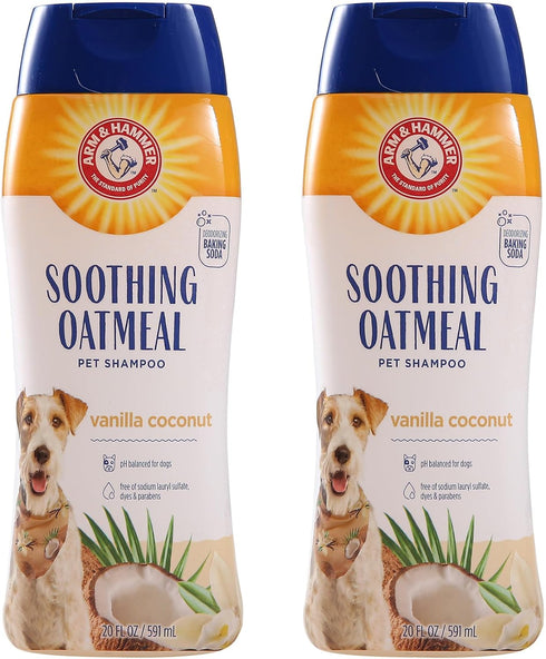 Arm & Hammer for Pets Soothing Oatmeal Pet Shampoo - 20 Ounces Moisturizing Dog Shampoo, Pack of 2
