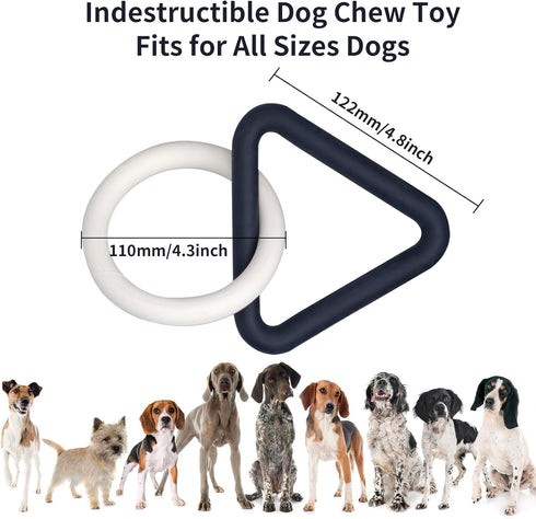 Interactive Durable Dog Chew Toys for Aggressive Small Medium Large Breed Chewers Indestructible Rubber Scented Chewing Triangle Ring Pull Dog Toys for Teething Training or Boredom