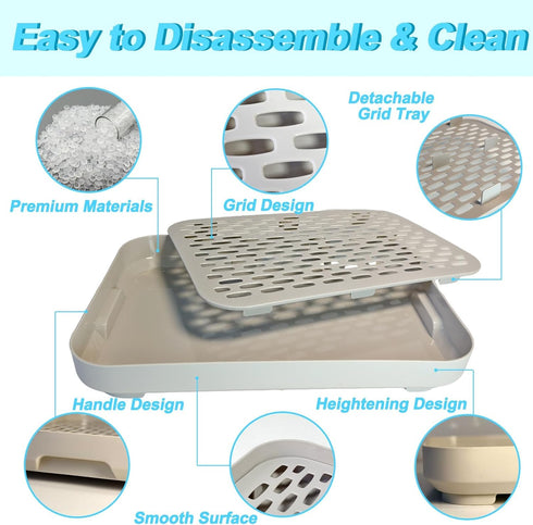 Chinchilla kathson Rabbit Litter Box, Bunny Potty Trainer Tray Guinea Pig Litter Box with Grid, Small Animal Toilet