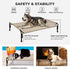 Veehoo Elevated Dog Bed, Outdoor Raised Cots for Large Dogs, Cooling Camping Bed with Slope Headrest, Washable, Beige