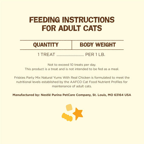 (Pack 6) 6 oz. Purina Friskies Natural Cat Treats, Party Mix Natural Yums With Real Chicken & Vitamins, Minerals