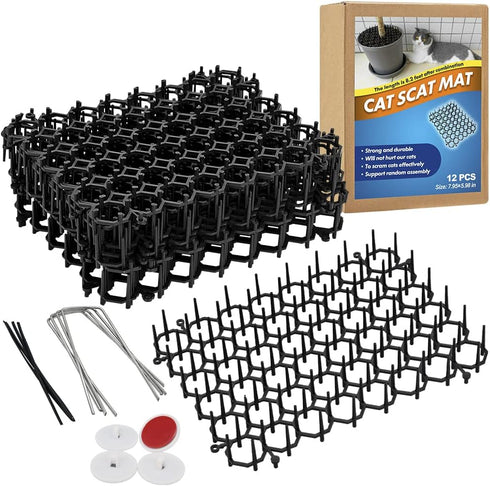 Ley's 12 Pack Cat Deterrent Mat, 6 x 8 in Scat Mat with Spikes, Keep Cats Away from Plants & Furniture