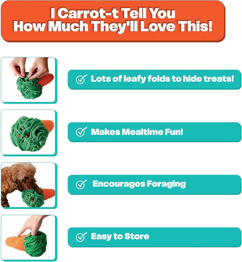 Carrot Puzzle Sniff Toy for Dogs, Cats, and Small Pets