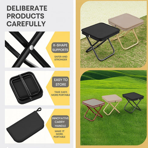 AOCPO Portable Ultralight Travel Stool, Compact Folding Camping and Fishing Stool, Mini Folding Chair, Adult Pocket