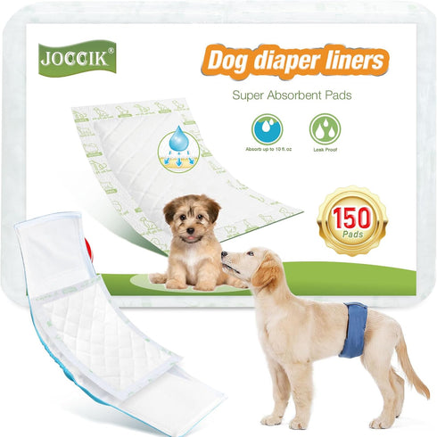 Dog Diaper Liners 150ct Super Soft and Absorbent Dog Diaper Booster Pads