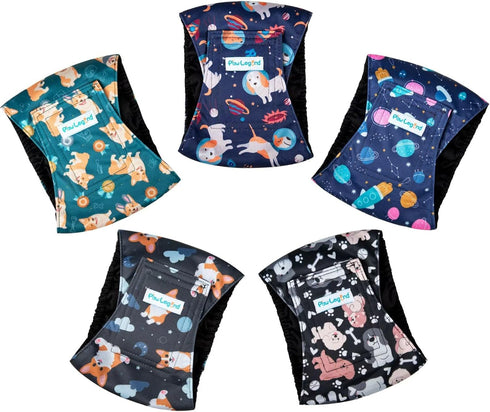 (5 Pack, Paw Legend Washable Dogs Diapers Male Dog Belly Bands for Male Dogs Diapers Reusable Puppy & Doggie Diapers