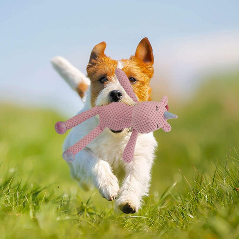 GOOLA Durable Plush Squeaky Dog Toys with Crinkle Paper, Unicorn Themed Pack for Puppies to Large Dogs