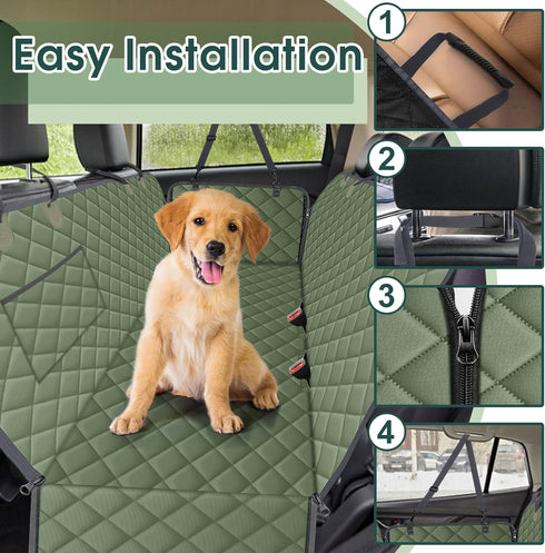 Hammock NECKORY Waterproof Dog Car Seat Cover for Back Seat - Durable, Scratch Proof Pet with Nonslip Design & Storage
