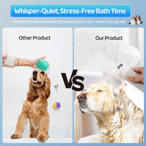Furgo Dog Bath Brush with Automatic Shampoo & Foam Dispenser, Soft Silicone Massage Brush for Deep Cleansing