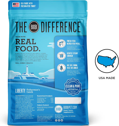 BIXBI Liberty Grain Free Dry Dog Food, Fisherman's Catch, 4 lbs, Fresh Fish, USA Made