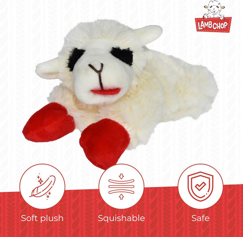 Multipet Lamb Chop Dog Plush Toy, Squeaky Toy for All Dogs, Extra Soft Plush, 6", Cream