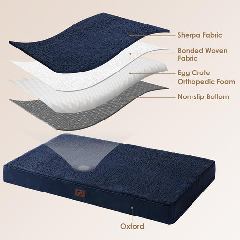EHEYCIGA Orthopedic XL Dog Beds, Extra Large Dogs, Removable Washable Cover, Navy, 44x32