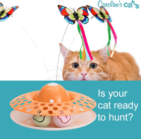 2 1 Recommended Caroline's Cats Automatic Butterfly Cat Toy Interactive in with Auto Shut Off & Catnip Ball Track;