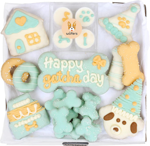 Wufers Handmade Dog Birthday Cookie Box, Hand-Decorated Dog Treats, Dog Gift Box with Locally Sourced Ingredients, 10+