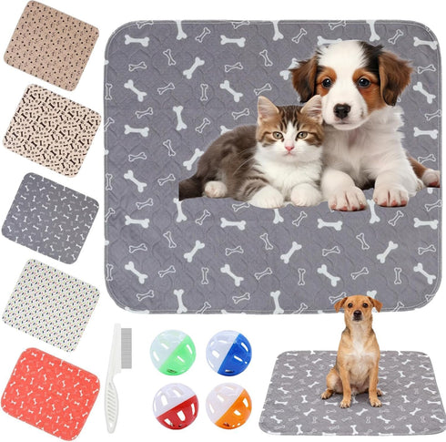 Nazada 4 1 Reusable Puppy Pee Pad, Washable Dog Pee Pad, Dog Training Mat with Toy Balls and Hair Comb, Anti-Slip