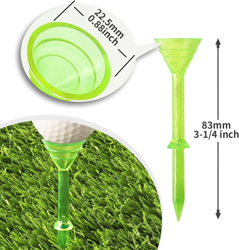 ToVii 3-1/4" Big Cup Plastic Golf Tees, 40 Pack, Excellent Durability and Stability Tees