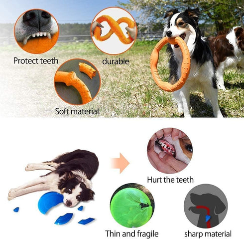 LaRoo Dog Toys for Large Dogs, Floatable Dog Flying Discs Tug Toy, Interactive Tug of War Ring Toy, Funny Fetch