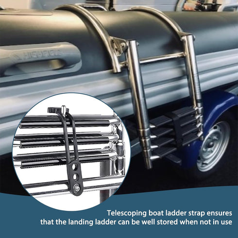Telescoping Ladder Strap for Boat Yacht, Rubber Strap Secure Retaining Latch Band with Adjustable Mounting Holes