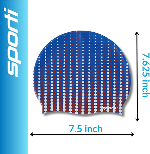 Sporti Silicone Swim Cap with Graphic Design, Non Slip Swimming Cap, Easy Wear and Removal