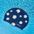 Silicone Swim Cap for Women, Waterproof Long Hair Swimming Cap with Flower Print