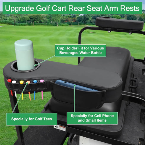 MOSNAI Golf Cart Armrest with Cup Holder for Club Car EZGO Yamaha, Upgrade Armrest with Phone Storage Pouch, Better