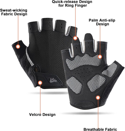 Mealah Men Women Half-Finger Workout Gloves - Lightweight Anti Slip Exercise Gloves for Cycling Gym Lifting
