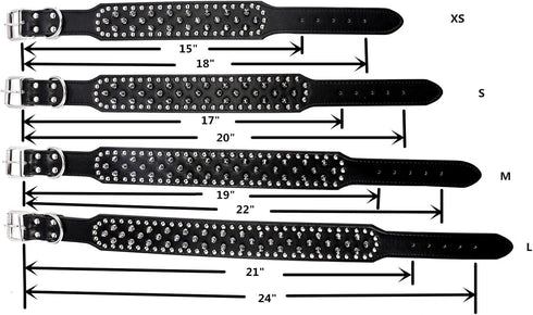 Hoot PU Leather Adjustable Spiked Studded Dog Collar, 2" Wide, 31 Spikes (S, Neck 17"-20", Golden)