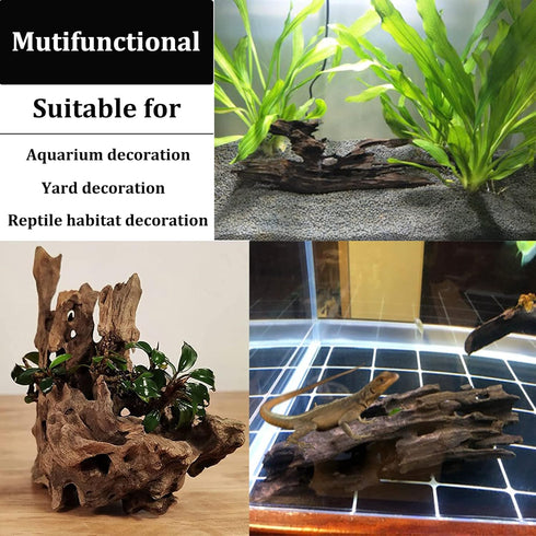 PINVNBY Large Natural Driftwood for Aquarium Decor, 6 PCS Assorted Sinkable Reptile Wood Branches