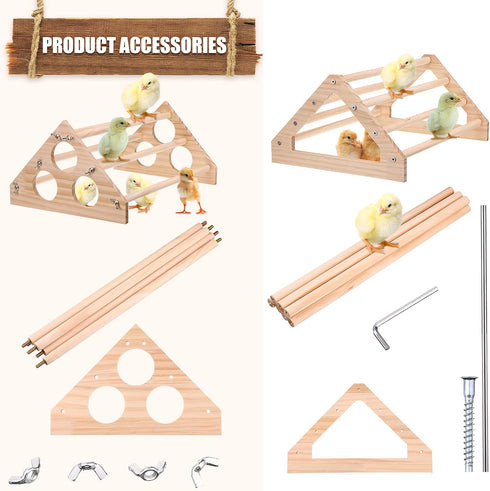 2 Pieces Chicken Perch Hens Handmade Perch Stand Toy Chicken Wood Stand Chicken Toy Wooden Roosting Jungle Chick Gym
