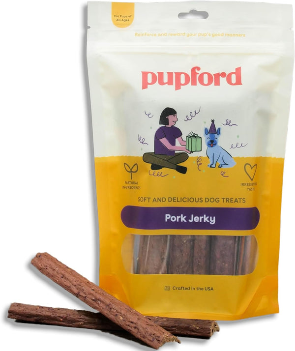 Pupford Pork Jerky for Dogs & Puppies, All-Natural, Healthy Dog Treats, No