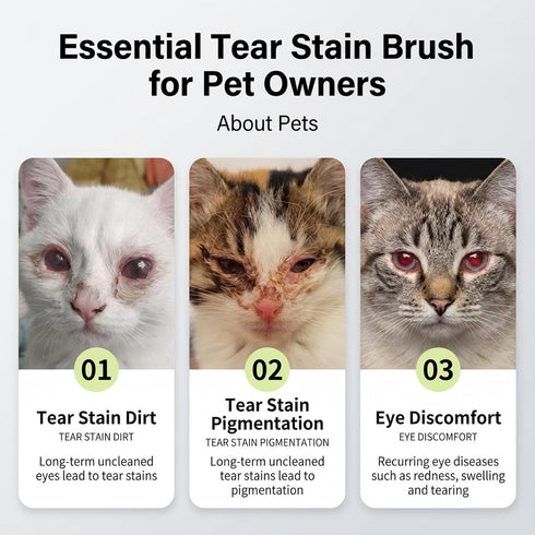 2-Piece Set Pet Face Grooming Kit, Curved Tear Stain Comb with Fine Teeth, Round-Tip Safety Scissors, Cat Ear Design