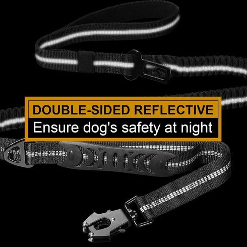 Heavy Duty Dog Leash, 4-6FT Shock Absorbing Tactical with 2 Padded Handles, Advanced Easy Metal Clip, No Pull