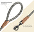 Mile High Life Mountain Climbing Dog Rope Leash with Heavy Duty Metal Clasp, Genuine Leather Connection, White, 48 Inch
